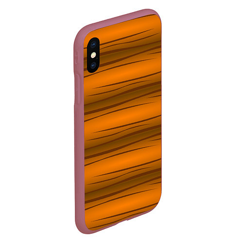 Чехол iPhone XS Max матовый Текстура бревна горизонтальные / 3D-Малиновый – фото 2