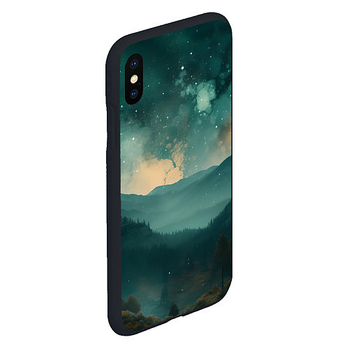 Чехол iPhone XS Max матовый Космическая ночь в горах / 3D-Черный – фото 2