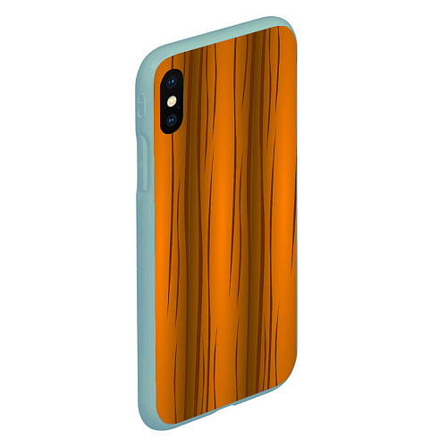 Чехол iPhone XS Max матовый Текстура бревна вертикальные / 3D-Мятный – фото 2