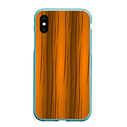 Чехол iPhone XS Max матовый Текстура бревна вертикальные, цвет: 3D-мятный