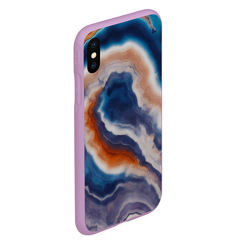 Чехол iPhone XS Max матовый Текстура агата сине-оранжевая / 3D-Сиреневый – фото 2