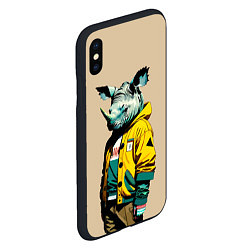 Чехол iPhone XS Max матовый Dude rhino - urban style, цвет: 3D-черный — фото 2