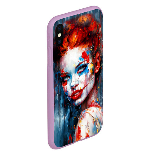 Чехол iPhone XS Max матовый Clown girl / 3D-Сиреневый – фото 2