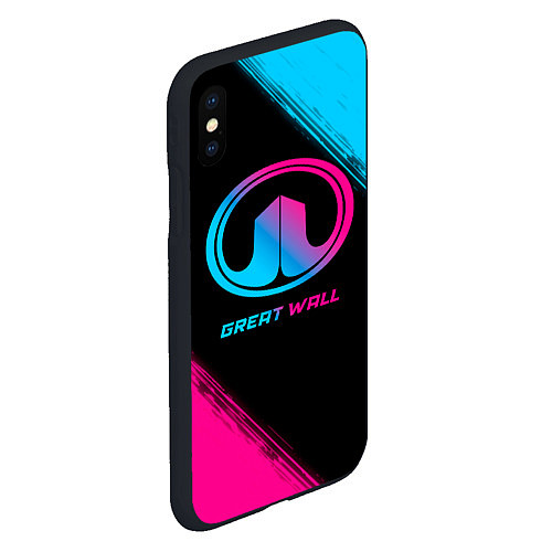 Чехол iPhone XS Max матовый Great Wall - neon gradient / 3D-Черный – фото 2