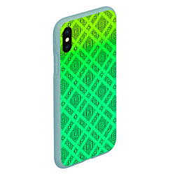 Чехол iPhone XS Max матовый Желто-зеленый градиентный фон с геометрическим узо, цвет: 3D-мятный — фото 2