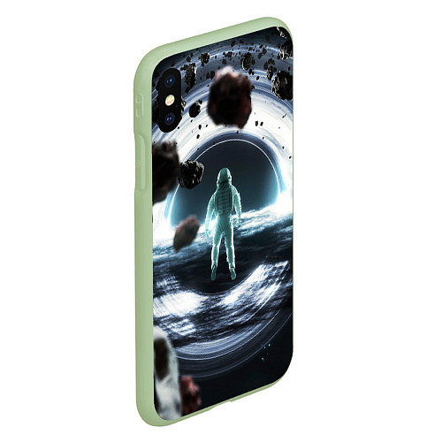 Чехол iPhone XS Max матовый Black hole astronaut / 3D-Салатовый – фото 2