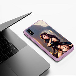 Чехол iPhone XS Max матовый Красивая девушка в стиле стимпанк, цвет: 3D-сиреневый — фото 2
