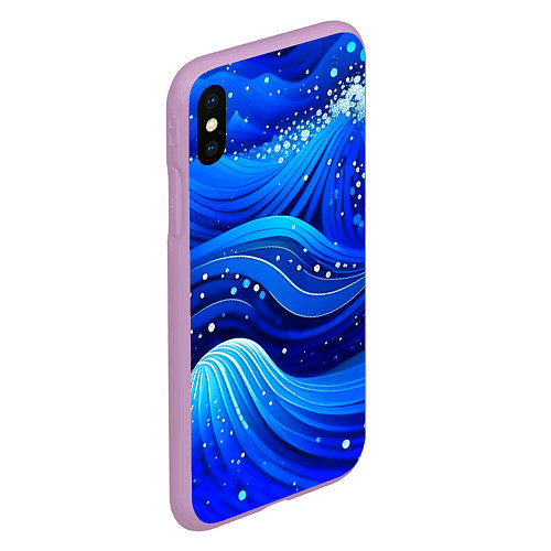 Чехол iPhone XS Max матовый Волны - текстура от нейросети / 3D-Сиреневый – фото 2