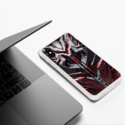 Чехол iPhone XS Max матовый Красная кибер броня, цвет: 3D-белый — фото 2