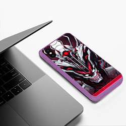 Чехол iPhone XS Max матовый Красный кибер демон, цвет: 3D-фиолетовый — фото 2