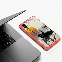 Чехол iPhone XS Max матовый Красота Японии, цвет: 3D-красный — фото 2