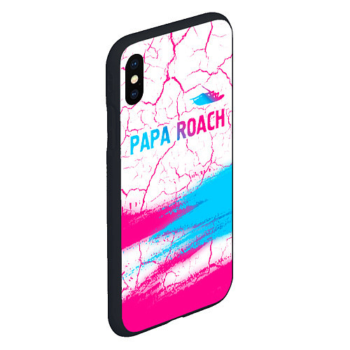 Чехол iPhone XS Max матовый Papa Roach neon gradient style: символ сверху / 3D-Черный – фото 2