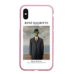 Чехол iPhone XS Max матовый Рене Магритт - Сын человеческий, цвет: 3D-розовый