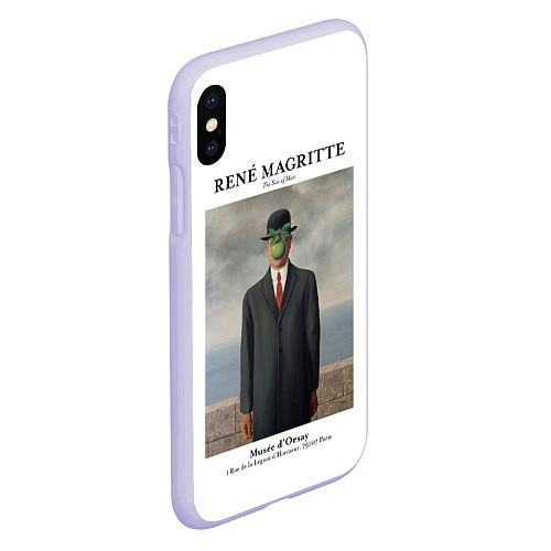 Чехол iPhone XS Max матовый Рене Магритт - Сын человеческий / 3D-Светло-сиреневый – фото 2