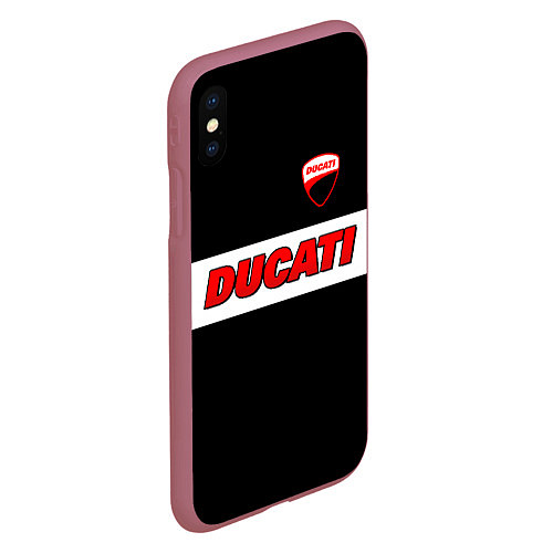 Чехол iPhone XS Max матовый Ducati motors - черный / 3D-Малиновый – фото 2