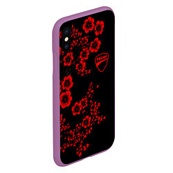 Чехол iPhone XS Max матовый Ducati - red flowers, цвет: 3D-фиолетовый — фото 2