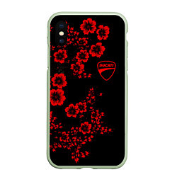 Чехол iPhone XS Max матовый Ducati - red flowers