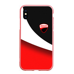 Чехол iPhone XS Max матовый Ducati - красно-черный