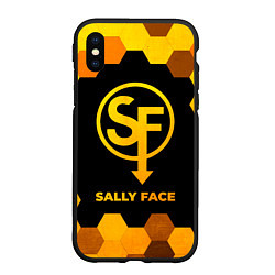 Чехол iPhone XS Max матовый Sally Face - gold gradient, цвет: 3D-черный
