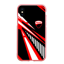 Чехол iPhone XS Max матовый Ducati- красные абстрактные фигуры