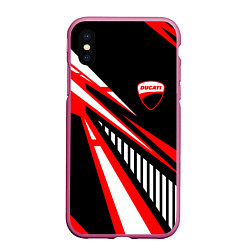 Чехол iPhone XS Max матовый Ducati- красные абстрактные фигуры