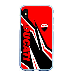 Чехол iPhone XS Max матовый Ducati- red stripes