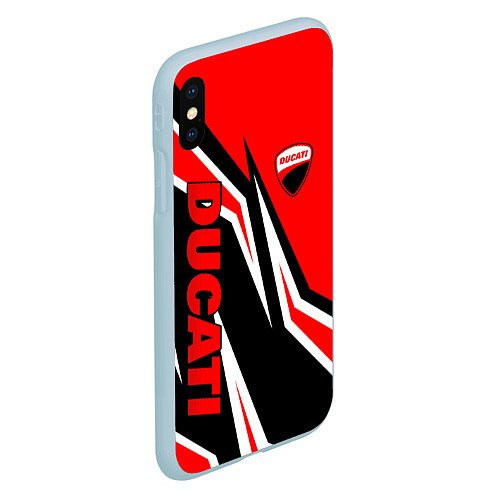 Чехол iPhone XS Max матовый Ducati- red stripes / 3D-Голубой – фото 2