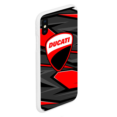 Чехол iPhone XS Max матовый Ducati - red stripes / 3D-Белый – фото 2