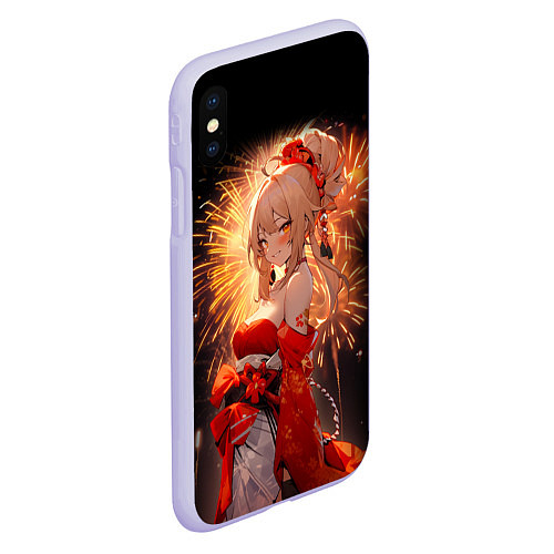 Чехол iPhone XS Max матовый Ёимия - праздник фейерверков / 3D-Светло-сиреневый – фото 2