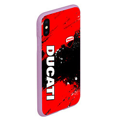 Чехол iPhone XS Max матовый Ducati - красная униформа с красками, цвет: 3D-сиреневый — фото 2