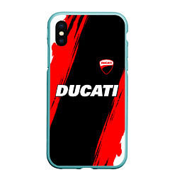 Чехол iPhone XS Max матовый Ducati moto - красные полосы