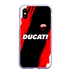 Чехол iPhone XS Max матовый Ducati moto - красные полосы