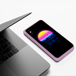 Чехол iPhone XS Max матовый Неоновый закат - гранж, цвет: 3D-сиреневый — фото 2