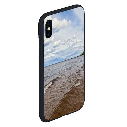 Чехол iPhone XS Max матовый Волны на Ладожском озере / 3D-Черный – фото 2