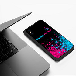 Чехол iPhone XS Max матовый Volkswagen - neon gradient: символ сверху, цвет: 3D-черный — фото 2