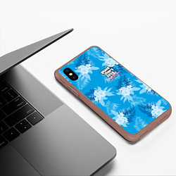 Чехол iPhone XS Max матовый Цветочный паттерн - GTA vice city, цвет: 3D-коричневый — фото 2