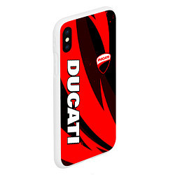 Чехол iPhone XS Max матовый Ducati - красные волны, цвет: 3D-белый — фото 2