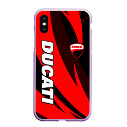 Чехол iPhone XS Max матовый Ducati - красные волны