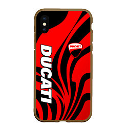 Чехол iPhone XS Max матовый Ducati - red stripes