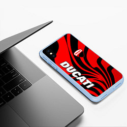 Чехол iPhone XS Max матовый Ducati - red stripes, цвет: 3D-голубой — фото 2