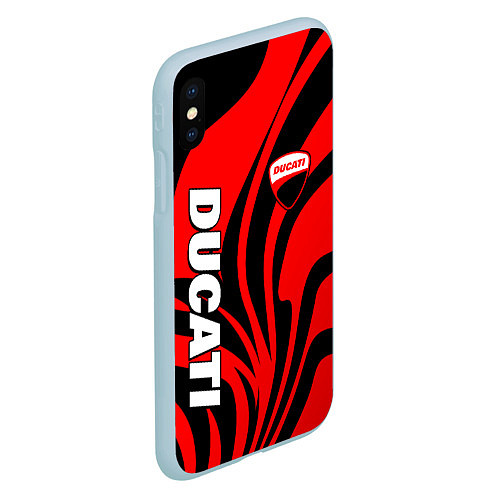 Чехол iPhone XS Max матовый Ducati - red stripes / 3D-Голубой – фото 2