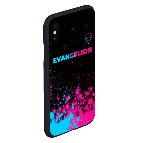 Чехол iPhone XS Max матовый Evangelion - neon gradient: символ сверху / 3D-Черный – фото 2