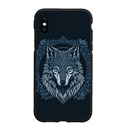 Чехол iPhone XS Max матовый Волк, векторный орнаментализм