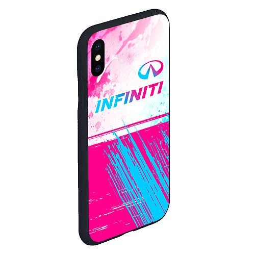 Чехол iPhone XS Max матовый Infiniti neon gradient style: символ сверху / 3D-Черный – фото 2