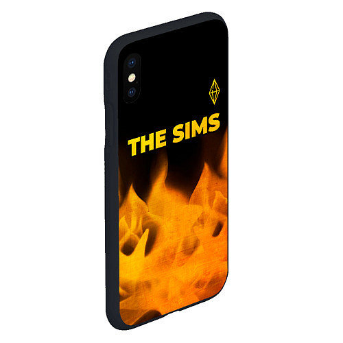 Чехол iPhone XS Max матовый The Sims - gold gradient: символ сверху / 3D-Черный – фото 2