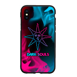 Чехол iPhone XS Max матовый Dark Souls - neon gradient, цвет: 3D-черный