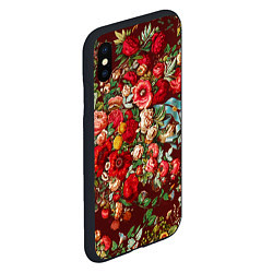 Чехол iPhone XS Max матовый Платок цветочный узор, цвет: 3D-черный — фото 2