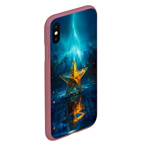 Чехол iPhone XS Max матовый Звезда на воде ночь / 3D-Малиновый – фото 2