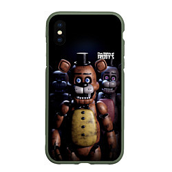 Чехол iPhone XS Max матовый Five Nights at Freddys персонажи, цвет: 3D-темно-зеленый