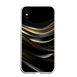 Чехол iPhone XS Max матовый Чёрно-золотой градиент, цвет: 3D-белый